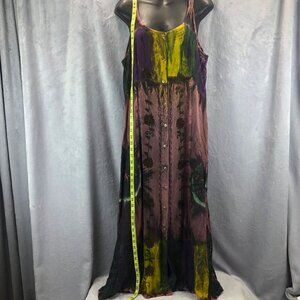 Baba Sleeveless Tie Dye Embroidered Flowy Boho Dress Freesize one size fits most